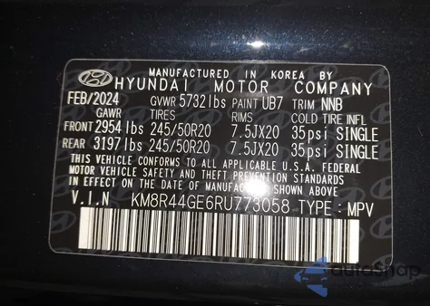 2024 Hyundai Palisade Sel from USA, damaged, VIN KM8R44GE6RU773058